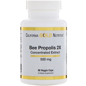 California Gold Nutrition, пчелиный прополис 2X, 500 мг, 90 овощных капсул