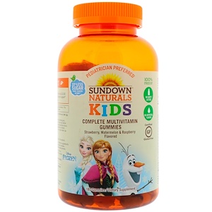 Sundown Naturals Kids, Мультивитаминные жевательные таблетки, 'Холодное сердце', клубника, арбуз и малина, 180 таблеток Sundown Naturals Kids, Мультивитаминные жевательные таблетки, 'Холодное сердце', клубника, арбуз и малина, 180 таблеток