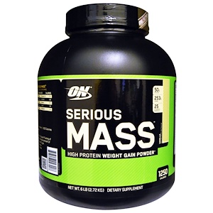 Optimum Nutrition, Порошок Serious Mass с высоким содержанием белка для набора веса, со вкусом ванили, 2,72 кг Optimum Nutrition, Порошок Serious Mass с высоким содержанием белка для набора веса, со вкусом ванили, 2,72 кг
