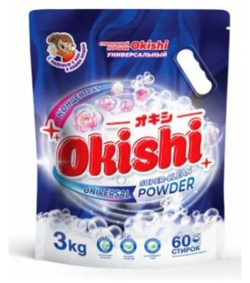 Okishi Стиральный порошок универсальный 3 кг Супер-чистота (зип пакет)